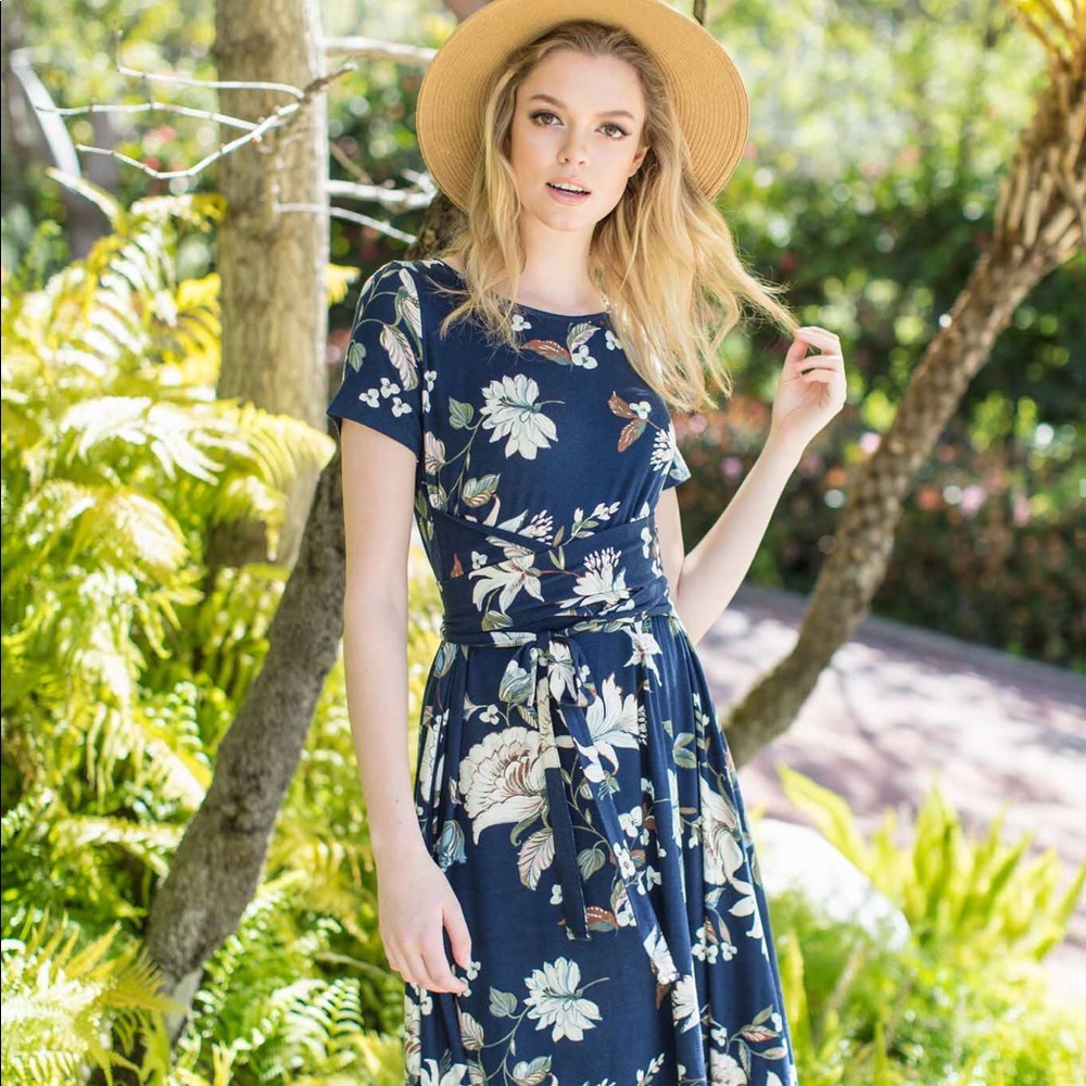 Navy Floral Dress